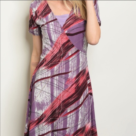 NEW‼️LAVENDER BURGUNDY MIDI - dress - Picture 2 of 3